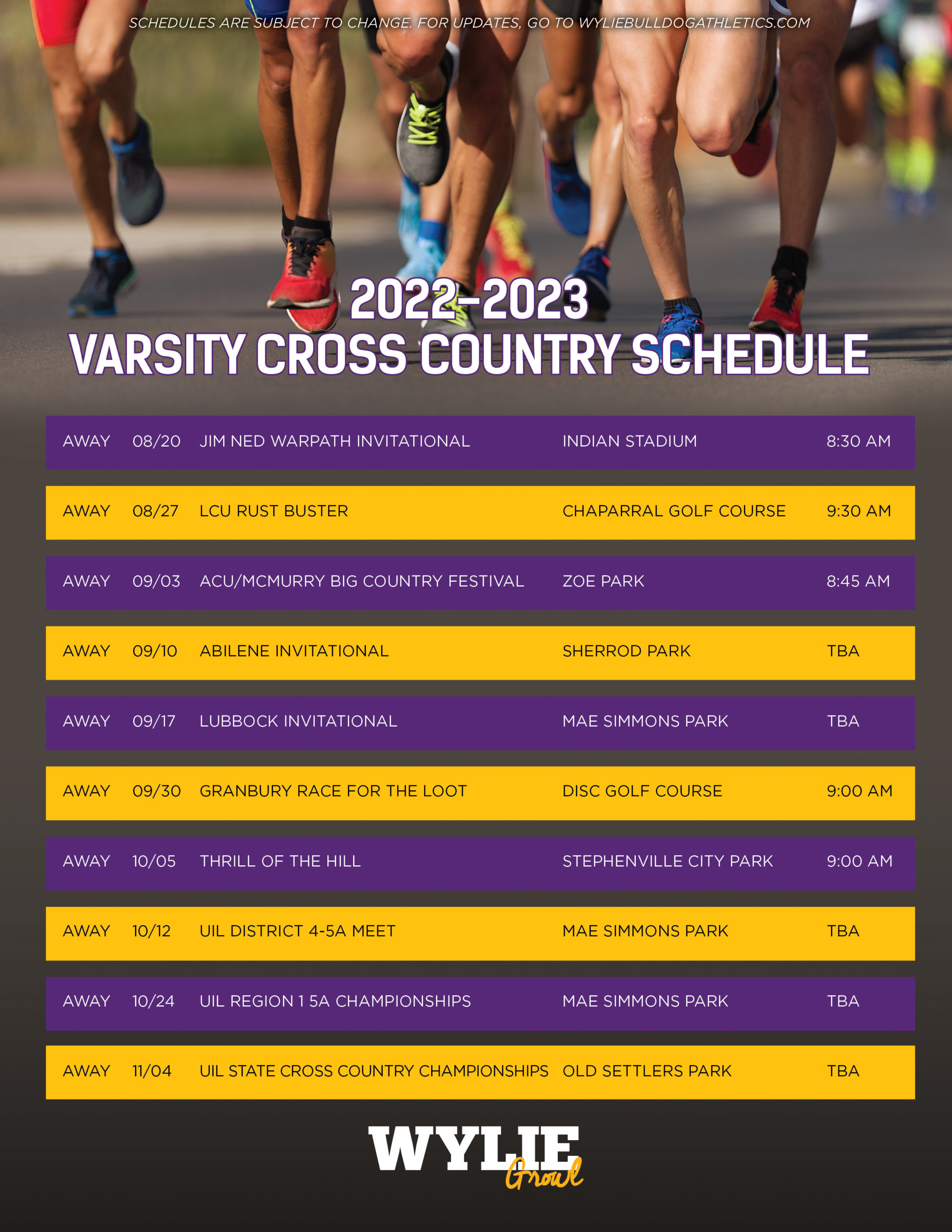 Wylie Cross Country Schedule 