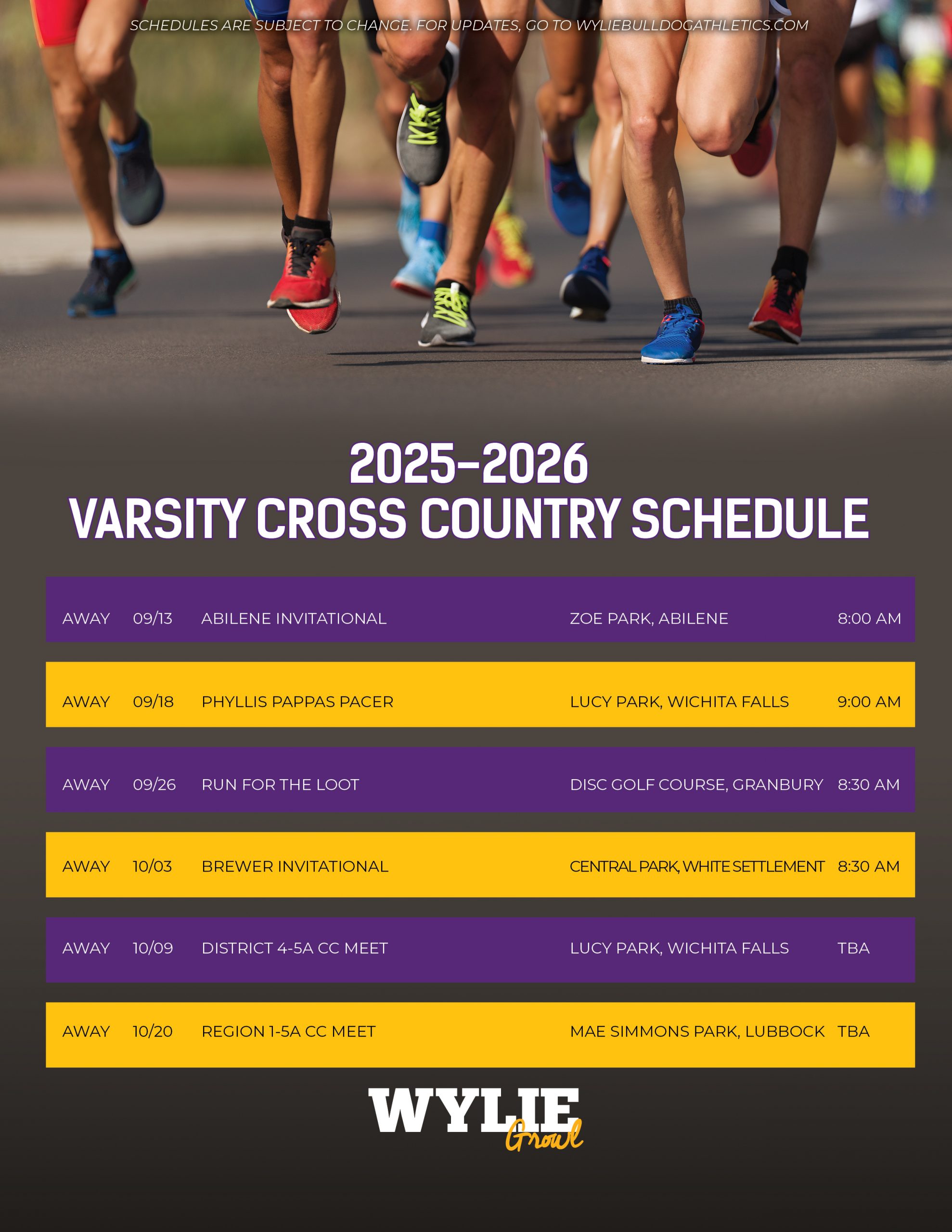 Wylie Cross Country Schedule 
