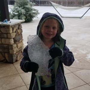 Annabelle (K) had fun playing with the ice!