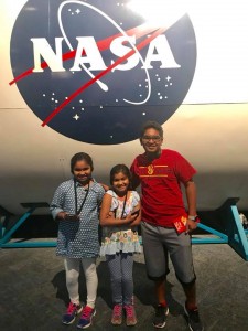 Timothy Sarah and Hannah at the Johnson Space Center in Houston.