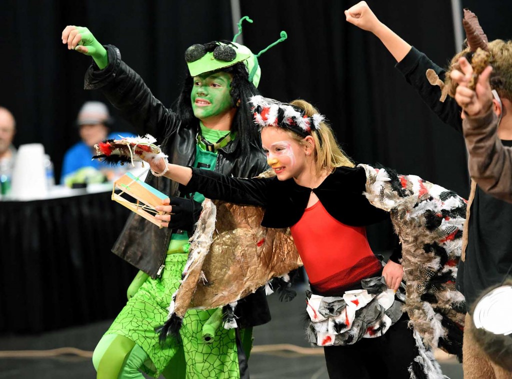 Cooper Mascora, left, and Sarah Frazee during their performance at the Destination Imagination Global Finals in Knoxville, Tenn. Thursday, May 26, 2016.   (MICHAEL PATRICK/NEWS SENTINEL)